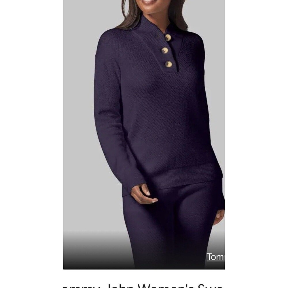 NEW Tommy John Women's Sweater Lounge Henley Deep Well, Size Small